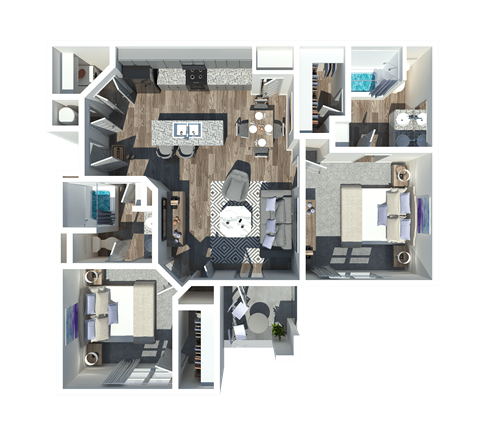 Floor plan for 2 beds, 2 baths, 1150 sqft